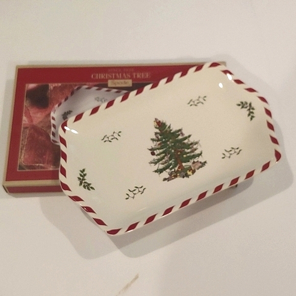 SPODE Christmas Tree Peppermint 12" Dessert Snack Tray. Fine Porcelain - Picture 3 of 10